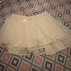 Cream Mini Skater Skirt with Tiered High-Low Design